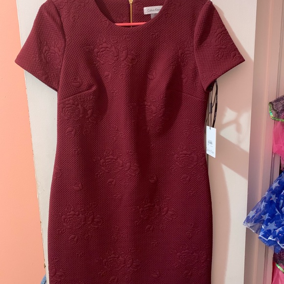 NWT Calvin Klein Embossed floral sheeth dress 8P - Picture 6 of 8